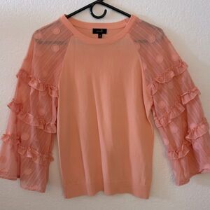 Pink Ruffled 3/4 Sleeve Blouse